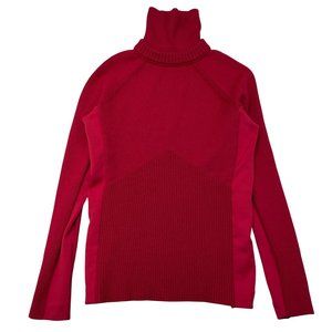 Athleta Merino Wool Blend Mesa Hybrid Turtleneck Sweater Size XXS Red Thermal